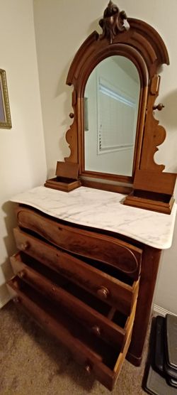 Dresser from about 1880 marble top 80" tall 40" wide 19" deep