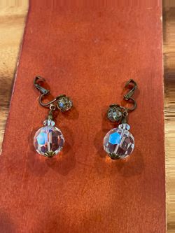 Vintage Crystal Drop Clip-On Earrings