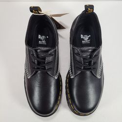 Audrick White Stitch Leather Platform Shoes in Black