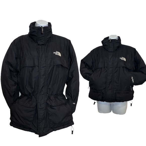 THE NORTH FACE HyVent Puffer Down Double Drawstring Black Coat Size L