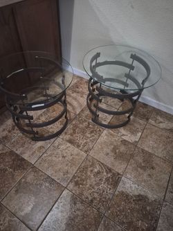 Modern Glass Top End Tables – Set of 2