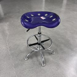 Flash Furniture LF-215-DEEPBLUE-GG Vibrant Deep Blue and Chrome Drafting Stool with Tractor Seat