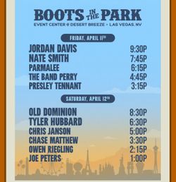 Saturday Boots In The Park Ticket