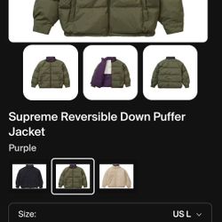 SUPREME PUFFER JACKET REVERSIBLE 
