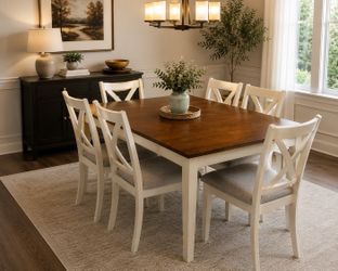 LUXOAK Farmhouse Dining Table Set – 6 Chairs – Beautiful Condition