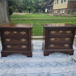 Stunning Vintage MCM Nightstands/ Side or End Tables with Gold Hardware