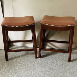 Counter Stools Leather Saddle Seat 24” H