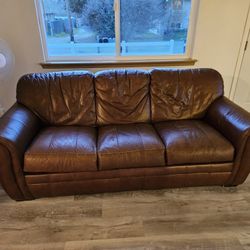 Brown Leather Pullout Couch