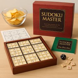 Sudoku Master 2000s Deluxe Wooden Game Set, 10x10x3”