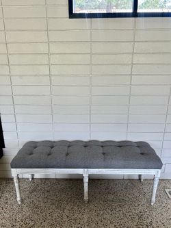 Gray & White BENCH STOOL for entry mud room or dinning room table or
