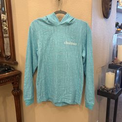 CHUBBIES Light Blue Geometric Tribal Pattern Hoodie Long Sleeve Top Size Small