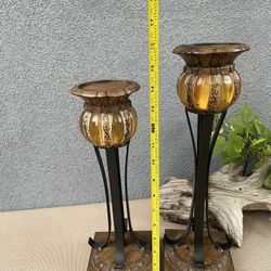 Set Of Two Decorative Candle Holders