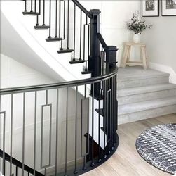 (Brand New in Box)
5 Pack Wrought Iron Balusters 44 Inches Deck Balusters 1/2" Square Single Rectangle Metal Balusters Hollow Satin Black, GRMIKBU GB