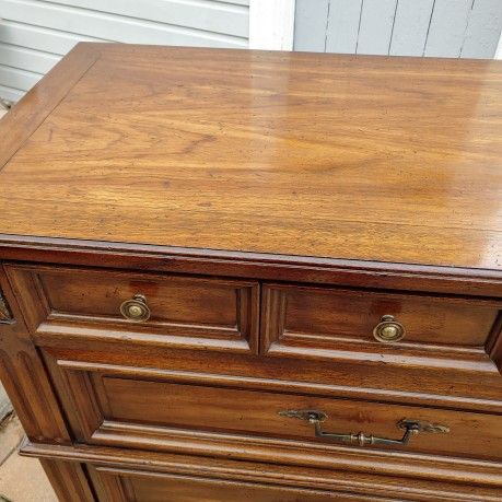 MCM Neoclassical Walnut Tall Dresser 5 Drawer
