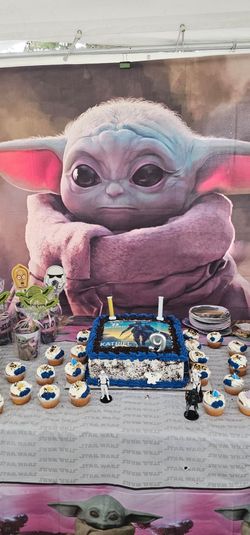 Huge Grogu Mandalorian Star wars birthday party banner