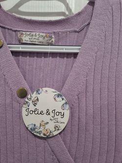 Women's Ribbed V-Neck Sweater Cardigan - Lavender