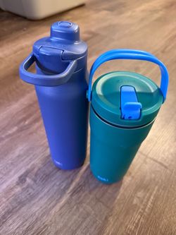Lot of 2 Zak! Insulated Water Bottles – Teal Tumbler & Navy Bottle