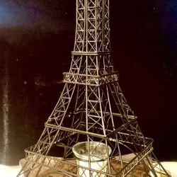 Metal art work candle holder Eiffel Tower Paris; H15.5xW7.5 inch Lbs 1.2 Beautiful decorative metal art Eiffel Tower Paris; Decorative home accent and
