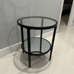 Black Glass Top End Table