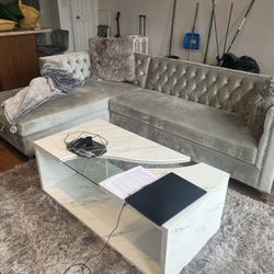 Gray Sectional and Living Room Set