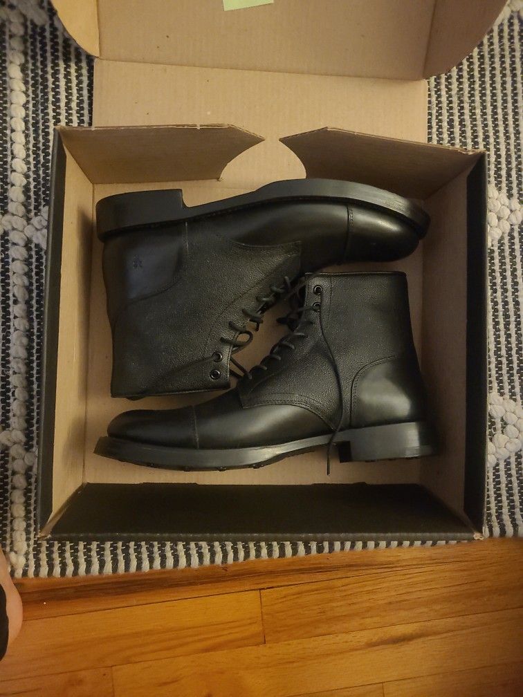 Frye Dylan Lace Up Black Scotchgrain Boots, Men's US 10.5