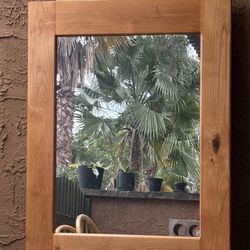 Solid Oak Framed Standing Mirror W/ Detachable Leg Inserts 