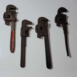 4 Old Pipe Wrenches 