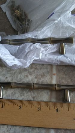 NEW SET 6 ANTIQUE FINISH BAMBOO DRAWER PULLS