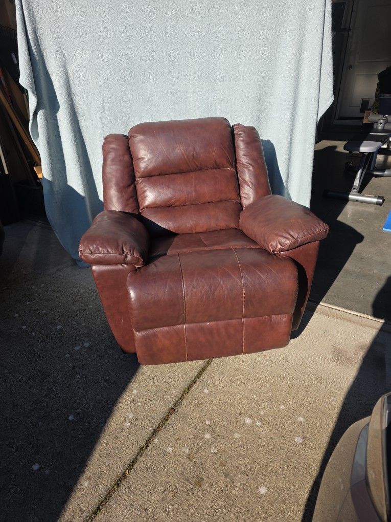 Brown Leather Like Recliner