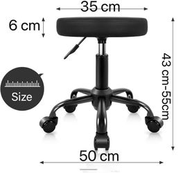 🥨Round Rolling Stool Height Adjustable Stool PU Leather Chair with Wheels Salon Spa Drafting stools Small (Black)