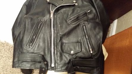 Genuine Leather Motorcycle Style Woman Jacket. Thick Heavy SZ 44