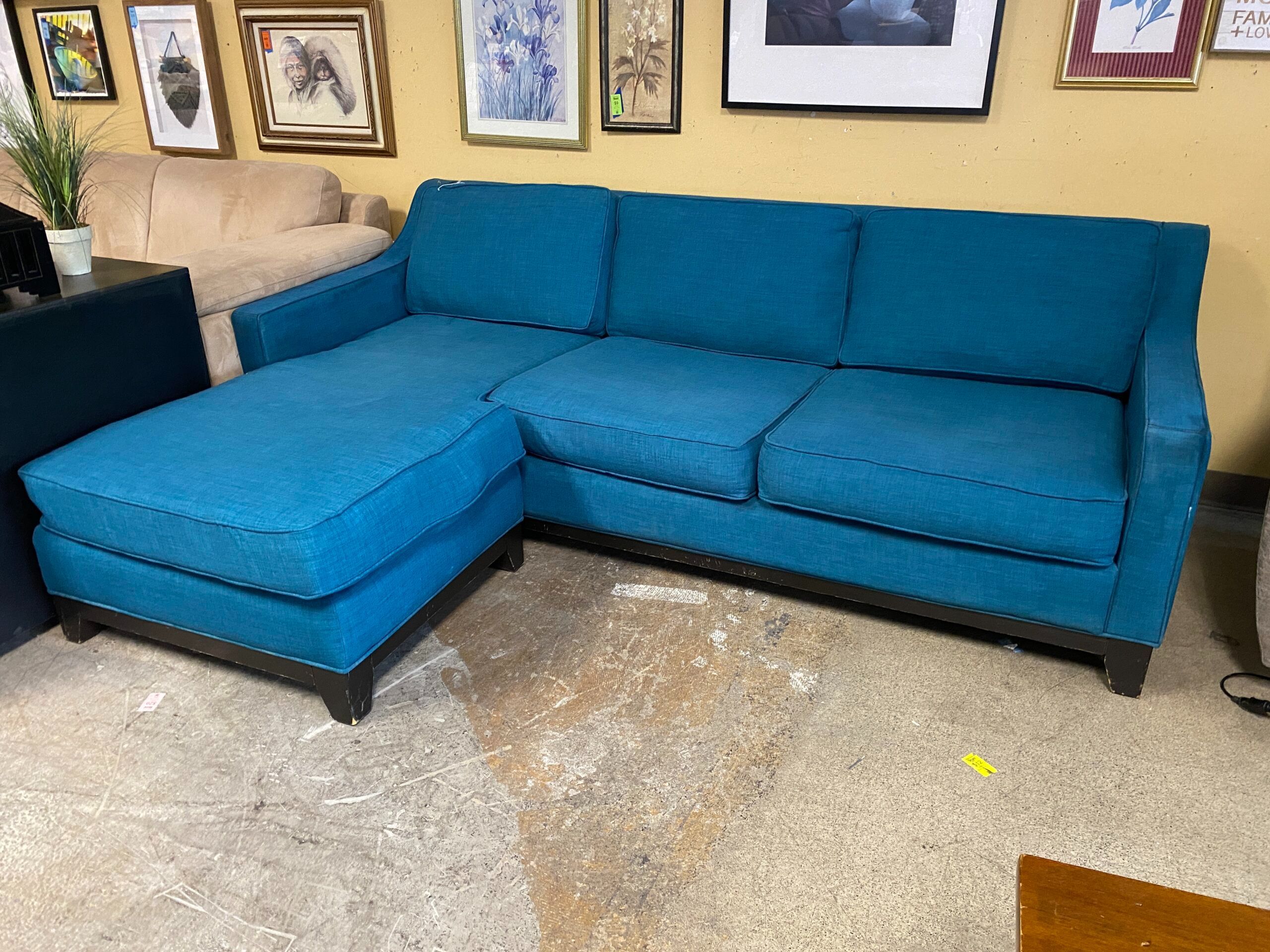 Teal 3 Seat Sofa w/ Moveable Lounger
