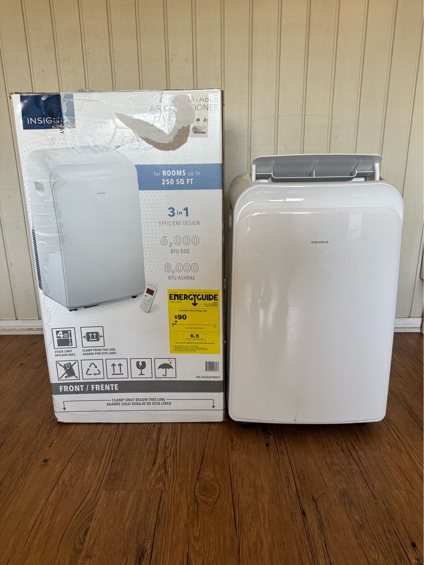 Insignia™ - 350 Sq. Ft. 8,000 BTU Portable Air Conditioner - White Model: