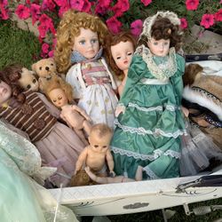 Baby stroller with dolls antique dolls and stroller
