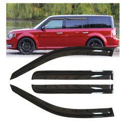4pcs Original Shatterproof Rainproof Side Window Wind Deflectors Tape on Sun Rain Guards Durable Vent Window Visors Compatible with 2009-2019 Ford Fle
