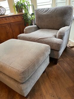 Oversized Upholstered Armchair & Ottoman