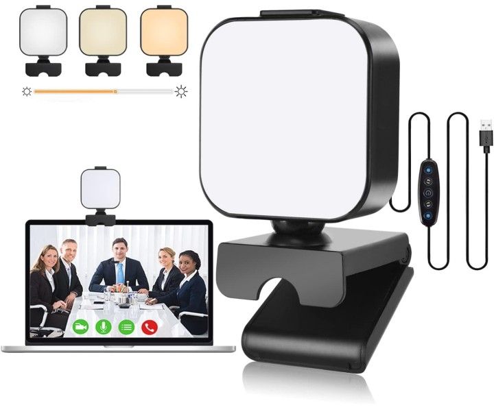 Magnetic Video Conference Lighting Kit, Laptop Computer Monitor LED Video Light 6500K Dimmable Webcam Light for Remote Work, Online Education, Self Br