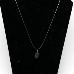 Raw Smooth Black Stone Pendant On Black Leather Cord. Grunge, Gothic, Fairycore.