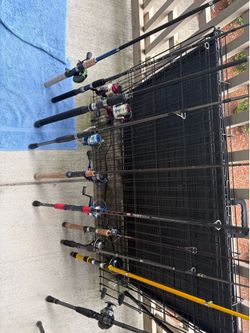Lot of 10 Fishing Rod and Reel Combos (Penn, Okuma, Shakespeare, Mustad, South Bend, Etc.)
