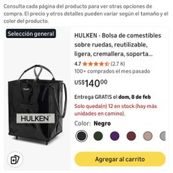 HULKEN grocery bag .   Bolsa Para Comestibles Sobre Ruedas