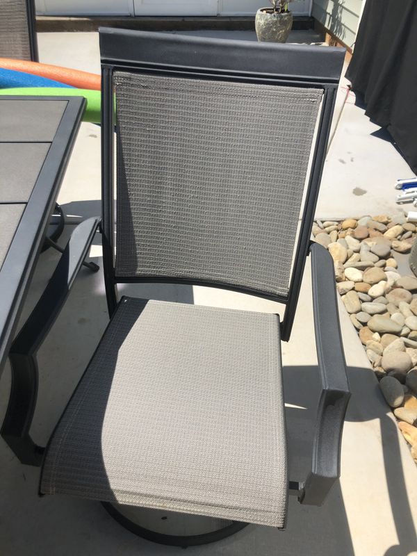 Ceramic tile large rectangular patio set with 4 rocking 