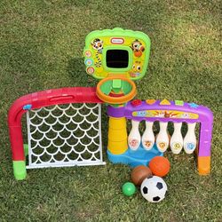 Little Tikes 3 In 1 Sports Zone Bowling Basketball Soccer Kids Fun Play Time Toy