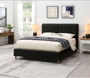 Queen size black boucle bed Frame