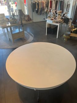 Round White Display Table – $125