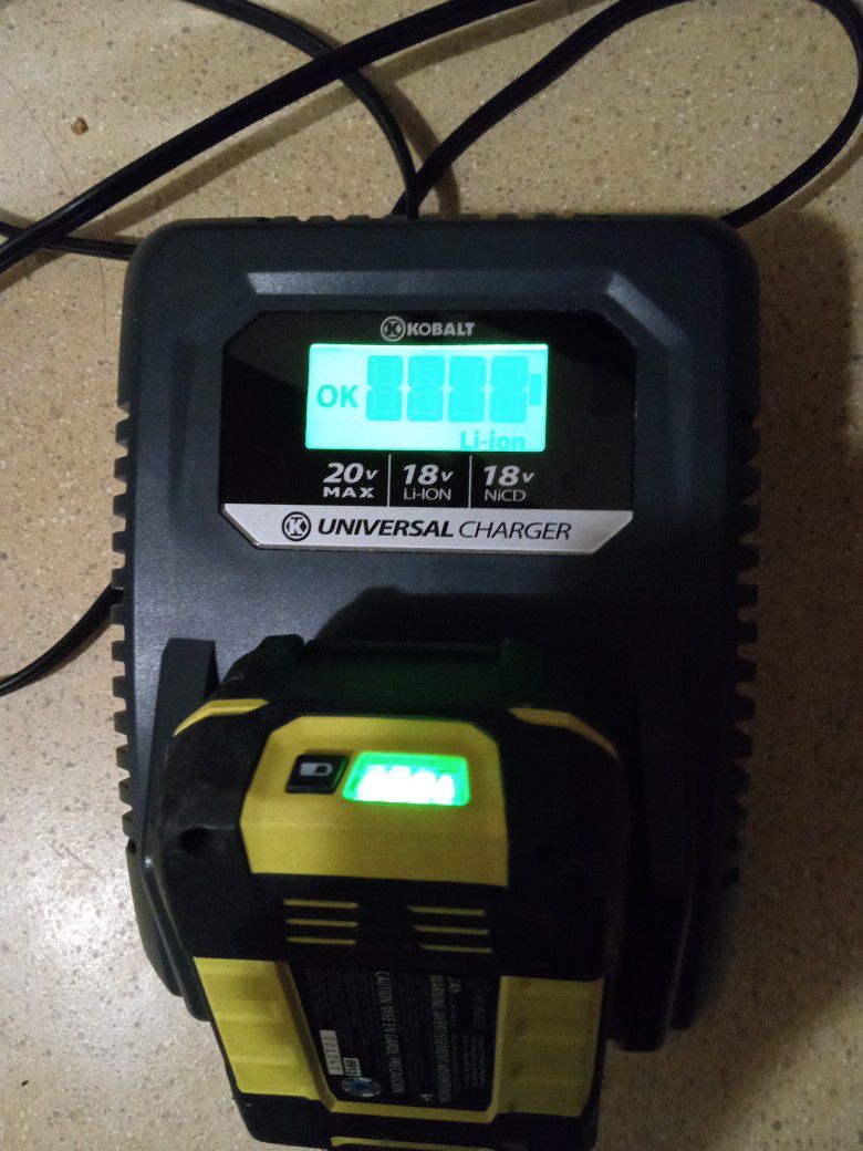 Kobalt Battery And Universal Charger Fast 20 Volt Max 18 Volt Li ION NICD