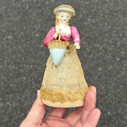 Vintage 6” Porcelain Victorian Lady Ceramic Lace Figurine - Dresden Style