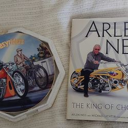 Motorcycles Vintage Custom Signed Autographed Arlen Ness Book And Rare David Mann Easy Riders Commemorative Plate
