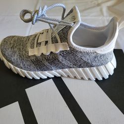 *NEW* Adidas Kaptir Flow K Shoes Gray White Speck Size Kids 2 with Box