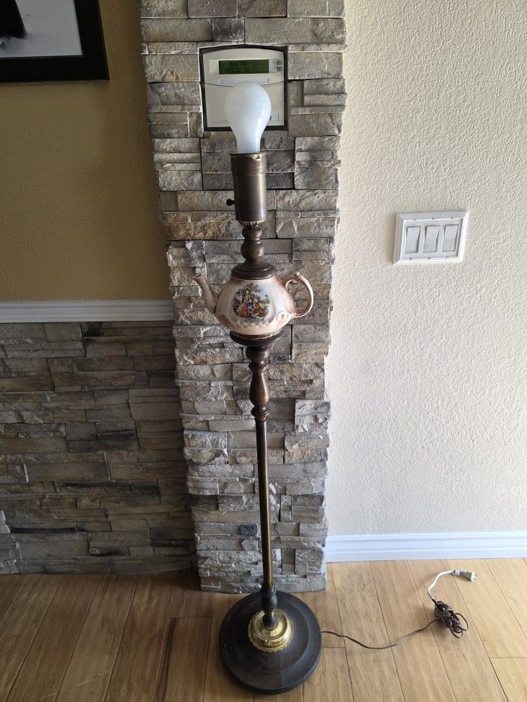 Floor Lamp. Antique Tea Pot Floor Lamp.