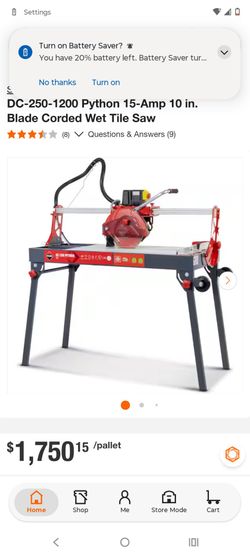 Rubi DC-250 Python 15-Amp Wet Tile Saw